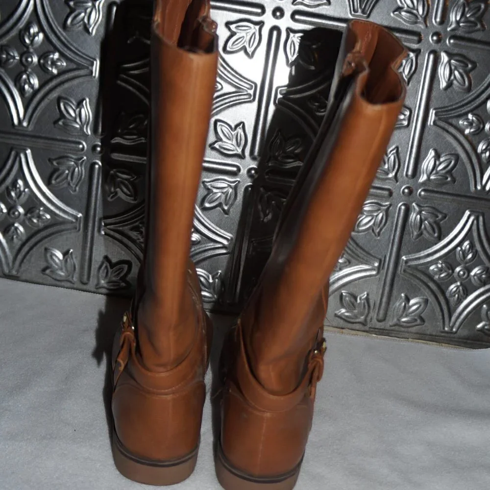 Children's Place Girls Size 4 Tall Riding Brown Boots Buckle Adjust